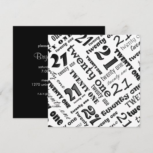 21e uitnodiging van de partij van Birthday (Voorkant / Achterkant)