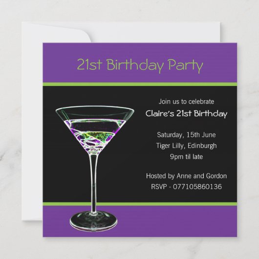 21e uitnodiging van de partij van Birthday (Voorkant)