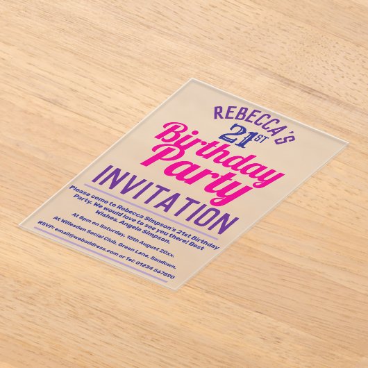 21e uitnodiging van de partij van Birthday (Laagn)