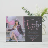 21e uitnodiging van de verjaardag met foto (Staand voorkant)
