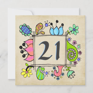 21e uitnodiging van Doodles Colorful Birthday Part