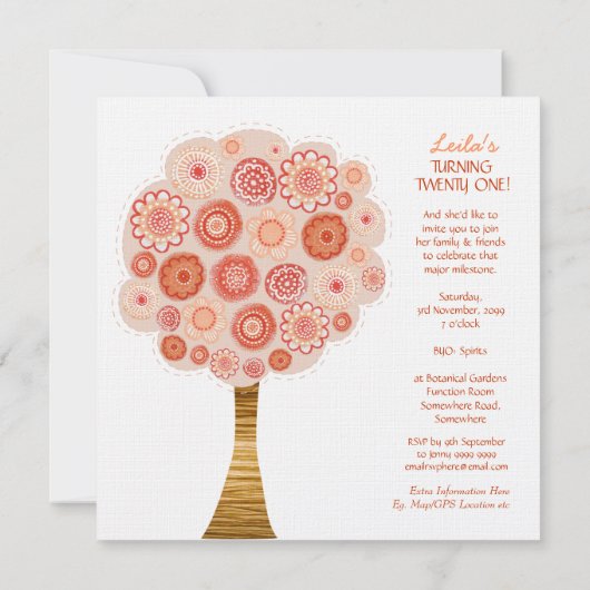 21e uitnodiging voor een Oranje bloesem tijdens de (Achterkant)