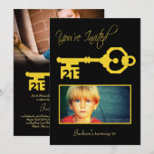 21e uitnodiging voor een zwarte & Gold-feestdag (Voorkant / Achterkant)