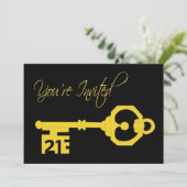 21e uitnodiging voor een zwarte & Gold-feestdag (Staand voorkant)