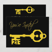 21e uitnodiging voor een zwarte & Gold-feestdag (Voorkant / Achterkant)