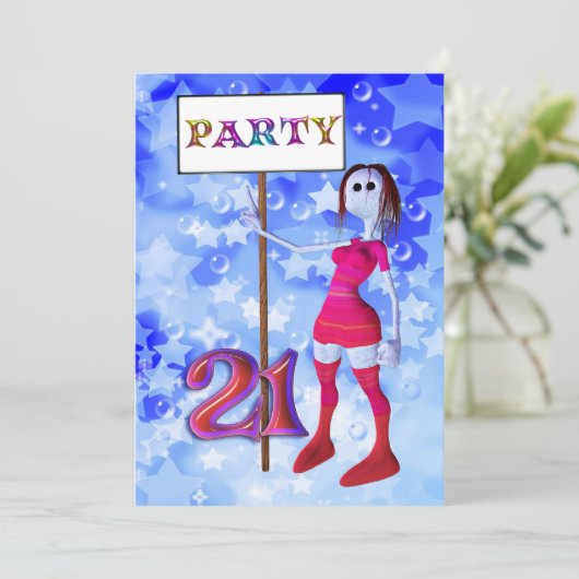 21e uitnodiging voor het bord van het verjaardagsf (Staand voorkant)