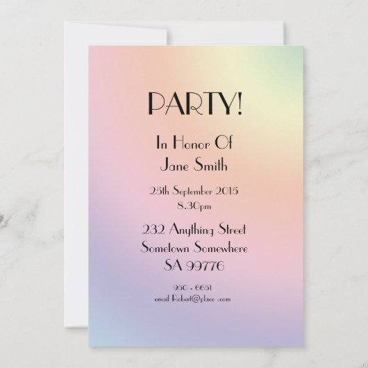 21e uitnodiging voor het bord van het verjaardagsf (Achterkant)