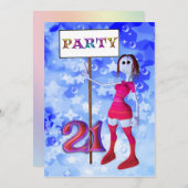 21e uitnodiging voor het bord van het verjaardagsf (Voorkant / Achterkant)