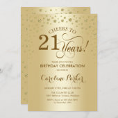 21e Uitnodiging voor verjaardagsfeestje - Gold (Voorkant / Achterkant)