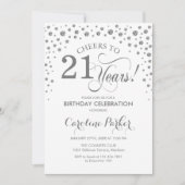 21e Uitnodiging voor verjaardagsfeestje - Zilver W (Voorkant)