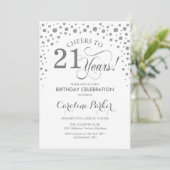 21e Uitnodiging voor verjaardagsfeestje - Zilver W (Staand voorkant)