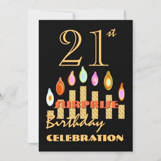 21e URPRISE Birthday Party Gold Candles Invite Kaart (Voorkant)