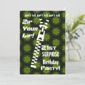 21e URPRISE Birthday Party Zip Uw Lip Stars Kaart (Staand voorkant)