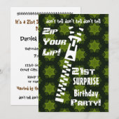 21e URPRISE Birthday Party Zip Uw Lip Stars Kaart (Voorkant / Achterkant)