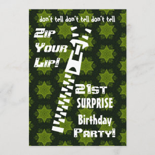21e URPRISE Birthday Party Zip Uw Lip Stars Kaart