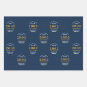 21e verjaardag 2002 Blue Gold Add Name Inpakpapier Vel (Voorkant 3)