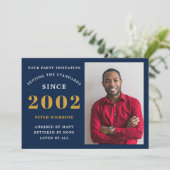 21e verjaardag 2002 Naam Foto Blue Gold Kaart (Staand voorkant)