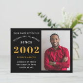 21e verjaardag 2002 Naam Foto zwart goud Kaart (Staand voorkant)