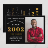 21e verjaardag 2002 Naam Foto zwart goud Kaart (Voorkant / Achterkant)