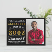 21e verjaardag 2002 zwarte goudretro foto kaart (Staand voorkant)