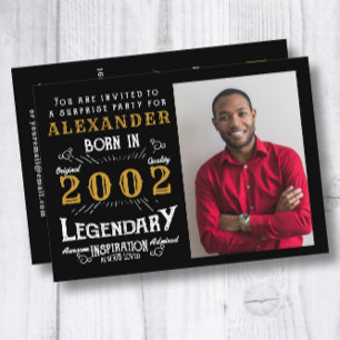 21e verjaardag 2002 zwarte goudretro foto kaart