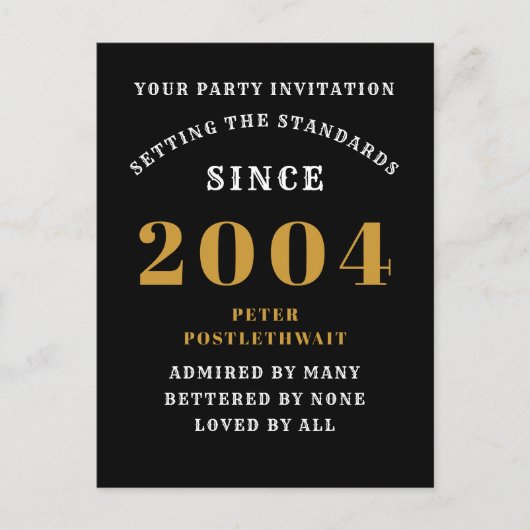 21e verjaardag 2004 Black Gold Briefkaart (Voorkant)