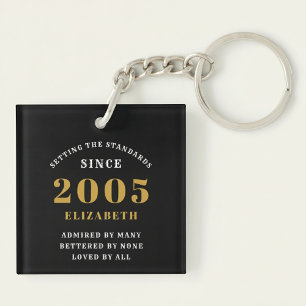 21e Verjaardag 2005 Zwart Goud Persoonlijk Sleutelhanger