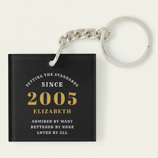 21e Verjaardag 2005 Zwart Goud Persoonlijk Sleutelhanger