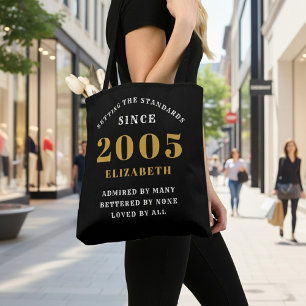 21e Verjaardag 2005 Zwart Goud Voor Haar Persoonli Tote Bag