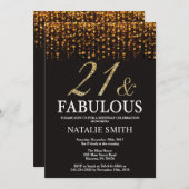 21e verjaardag 21 en Fabulous Gold Glitter Kaart (Voorkant / Achterkant)