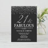 21e verjaardag 21 en Fabulous Silver Kaart (Staand voorkant)