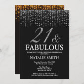 21e verjaardag 21 en Fabulous Silver Kaart (Voorkant / Achterkant)