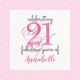 21e verjaardag 21 fantastische jaren roze papieren servet