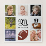 21e verjaardag 21 foto collage man man wit legpuzzel<br><div class="desc">A gift for a young man's 21st birthday,  celebrating his life with a collage of 8 of your. Templates for age 21 and a date. Datum of birth of the date of the verjaarary. Black Colored Letters. White background.</div>