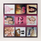 21e verjaardag 21 fotocollage meisje paars legpuzzel (Horizontaal)