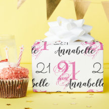 21e verjaardag 21 jaar roze inpakpapier