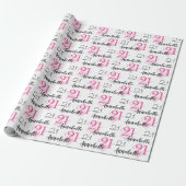 21e verjaardag 21 jaar roze inpakpapier (Uitgerold)