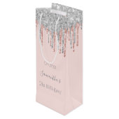 21e verjaardag 21 roos goud glitter zilversparkle wijn cadeautas (Achterkant Gekanteld)