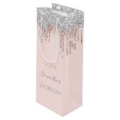 21e verjaardag 21 roos goud glitter zilversparkle wijn cadeautas (Voorkant Gekanteld)