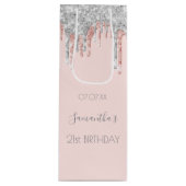 21e verjaardag 21 roos goud glitter zilversparkle wijn cadeautas (Voorkant)