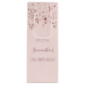 21e verjaardag 21 roos gouden sterren glam wijn cadeautas (Voorkant)