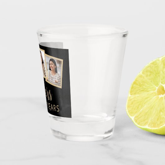 21e verjaardag 3-foto zwart goud script juichen shot glas (Rechts)