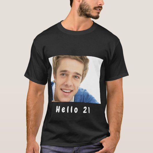 21e verjaardag aangepaste foto hallo 21 jongens ma t-shirt (Voorkant)