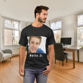 21e verjaardag aangepaste foto hallo 21 jongens ma t-shirt