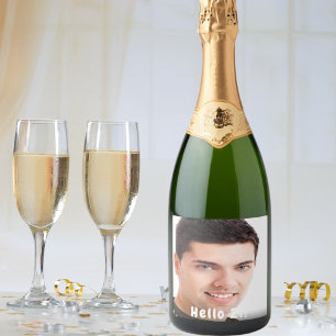 21e verjaardag aangepaste foto hallo 21 jongens sparkling wijnetiket