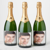 21e verjaardag aangepaste foto hallo 21 jongens sparkling wijnetiket (Flessen)