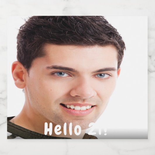 21e verjaardag aangepaste foto hallo 21 jongens sparkling wijnetiket (Enkel label)