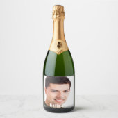 21e verjaardag aangepaste foto hallo 21 jongens sparkling wijnetiket (Voorkant)