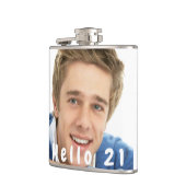 21e verjaardag aangepaste foto hallo 21 man heupfles (Links)