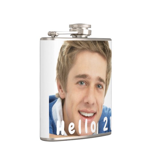 21e verjaardag aangepaste foto hallo 21 man heupfles (Rechts)